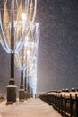 Snowstorm in Moscow in the night Royalty Free Stock Photo