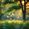 The image is a soft-focus, bokeh-filled photograph featuring an abstract representation of nature. Royalty Free Stock Photo