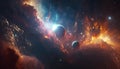 an image of a space scene with planets in the background. generative ai Royalty Free Stock Photo