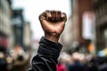 Solidarity and Activism: Fist Raised in Protest at Peaceful Rally - Generative AI