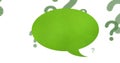 Image of speech bubble over question marks on white background Royalty Free Stock Photo