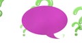 Image of speech bubble over question marks on white background Royalty Free Stock Photo