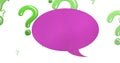 Image of speech bubble over question marks on white background Royalty Free Stock Photo