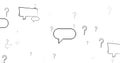 Image of speech bubbles over question marks on white background Royalty Free Stock Photo