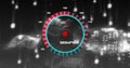 Image of speedometer over data processing on black background Royalty Free Stock Photo