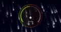 Image of speedometer over data processing on black background Royalty Free Stock Photo