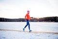 Image of sports girl on morning exercise in winter Royalty Free Stock Photo