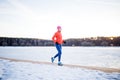 Image of sports girl on morning exercise in winter Royalty Free Stock Photo