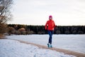 Image of sports girl on morning exercise in winter Royalty Free Stock Photo