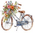 Spring Bicycle watercolor illustration, spring clipart