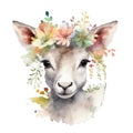 Spring lamb watercolor illustration, spring clipart