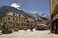 Image of square in city Chamonix. Royalty Free Stock Photo