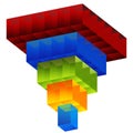 Square 3D Cube Shaped Layered Funnel Chart