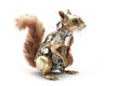 Image of a squirrel modified into a electronics robot on a white background. Wildlife Animal. illustration, generative AI