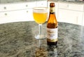Image of St.Feuilien Belgian beer in golden color for relaxing.