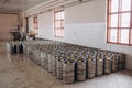 Image of a stack of beer barrels. Beer factory Royalty Free Stock Photo