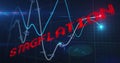 Image of stagflation text in red over graph and processing data