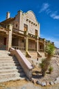 Stairs leading up to abandoned ghost town train station in Rhyolite Royalty Free Stock Photo