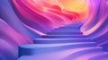 Image of a stairway, Vibrant fluid shapes blending in purples, pinks, blues, and oranges Royalty Free Stock Photo