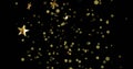 Image of stars floating over light spots on black background Royalty Free Stock Photo