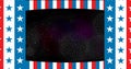 Image of stars and stripes over shapes and fireworks on black backrgound Royalty Free Stock Photo
