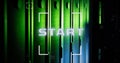 Image of start text and data processing over computer servers Royalty Free Stock Photo