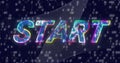 Image of start text over binary coding on dark background Royalty Free Stock Photo