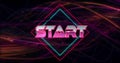 Image of start text over neon pattern background Royalty Free Stock Photo