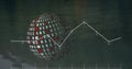 Image of statistical data processing against binary coding over a globe against grey background Royalty Free Stock Photo