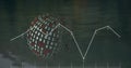 Image of statistical data processing against binary coding over a globe against grey background Royalty Free Stock Photo