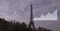 Image of statistical data processing against view of eiffel tower Royalty Free Stock Photo