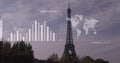 Image of statistical data processing against view of eiffel tower Royalty Free Stock Photo