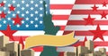 Image of statue of liberty over flag of united states of america Royalty Free Stock Photo