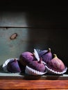 Image of Still Life with Figs. Dark antique wooden background