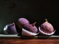 Image of Still Life with Figs. Dark antique wooden background