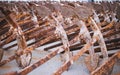 Image of storage of old used rusty anchors Royalty Free Stock Photo
