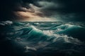 An image of a stormy sea with dark clouds overhead, the turbulent and unpredictable With Generative AI