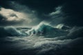 An image of a stormy sea with dark clouds overhead, the turbulent and unpredictable With Generative AI