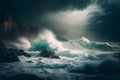 An image of a stormy sea with dark clouds overhead, the turbulent and unpredictable With Generative AI