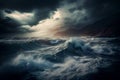 An image of a stormy sea with dark clouds overhead, the turbulent and unpredictable With Generative AI