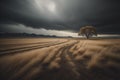 An image of a stormy sky over a field of wheat. generative ai Royalty Free Stock Photo