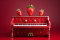 Strawberry vintage piano Photo, Cottagecore simple living