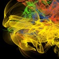 Image of stream of colored smoke on a black background closeup Royalty Free Stock Photo