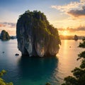 Stunning amazed nature scenic landscape James Bond island Phang-Nga bay, Famous fantastic landmark travel Phuket Royalty Free Stock Photo