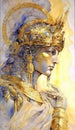 Diana Roman God Watercolor Portrait by Generative AI