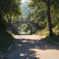 Stunning spring view of Old Mes Bridge. Gorgeous morning landscape of Shkoder. Colorful outdoor scene of Albania,