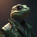 Image of stylish cool lizard wearing sunglasses as fashion and wore a leather jacket. Modern fashion, Animals, Illustration,