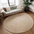 Stylish rug on floor in living room above view Royalty Free Stock Photo