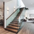 Image of stylish staircase in bright house