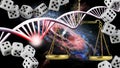 Stylized DNA on the background of the starry sky. Elements of this image furnished by NASA. 3d-image Royalty Free Stock Photo